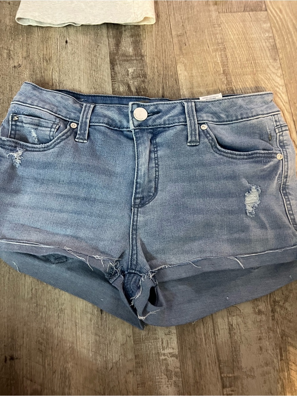 Seven7 Light Blue Distressed Denim Shorts